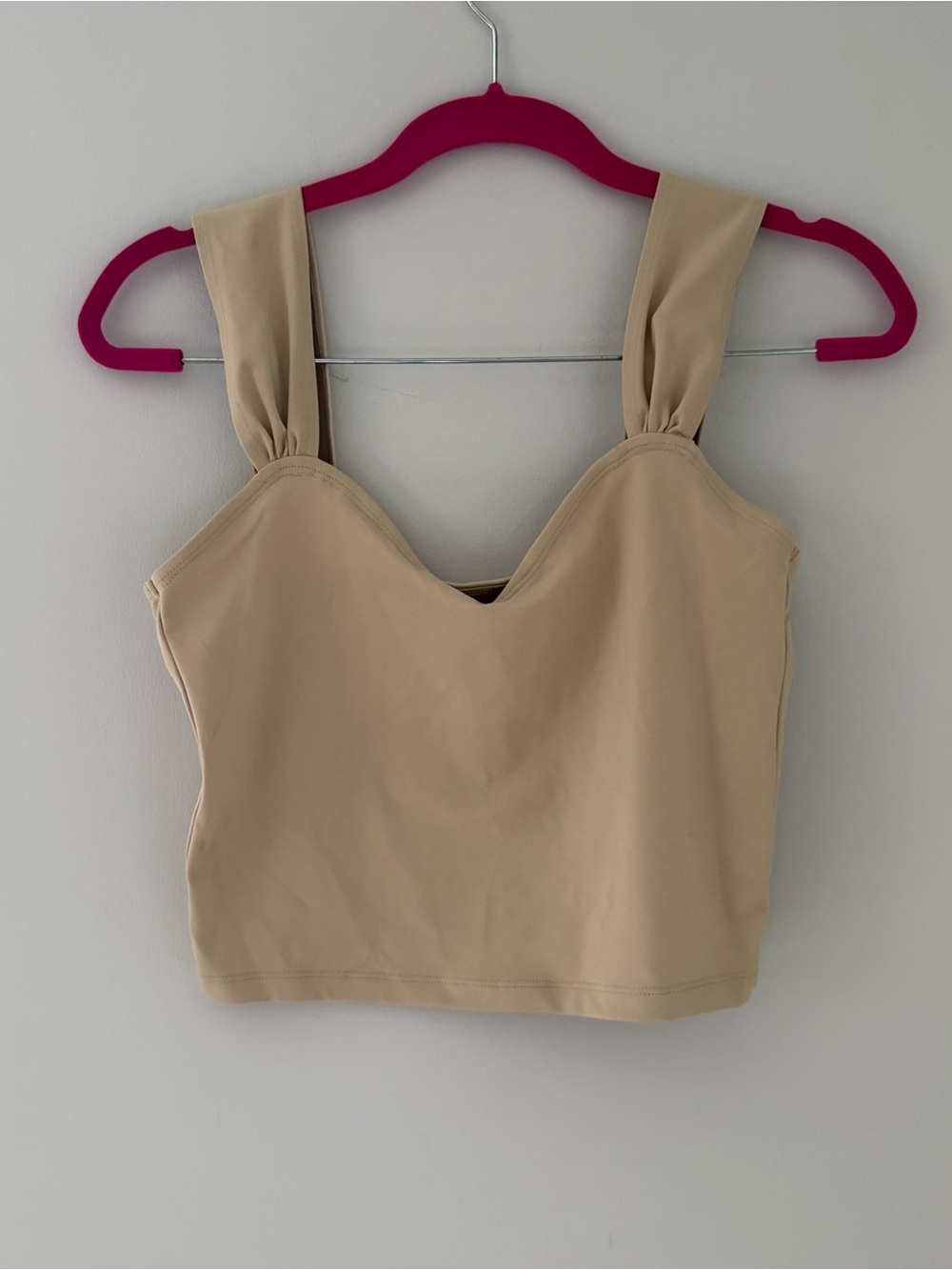 Abercrombie & Fitch Neutral Beige Square Neck Crop Top with Wide Straps